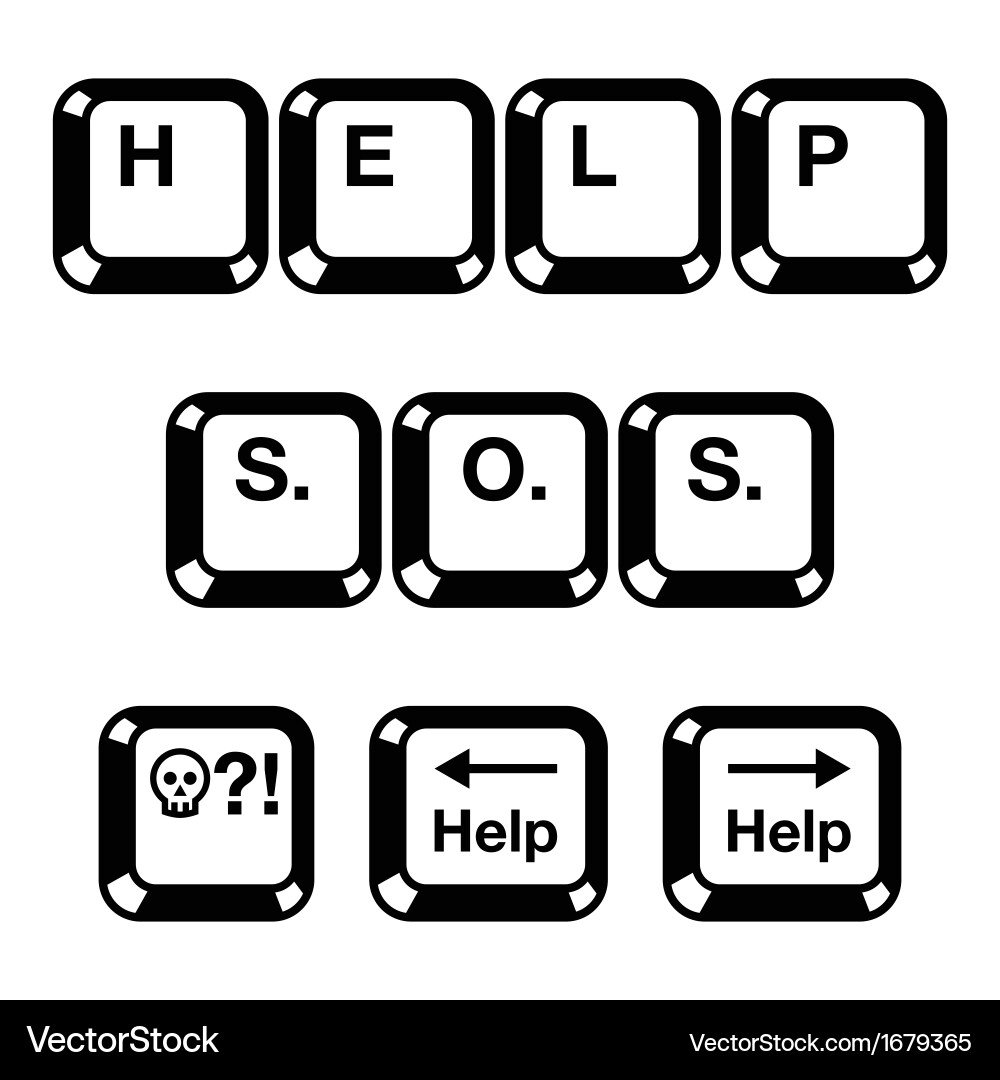 Keyboard keys buttons icons - help sos vector image