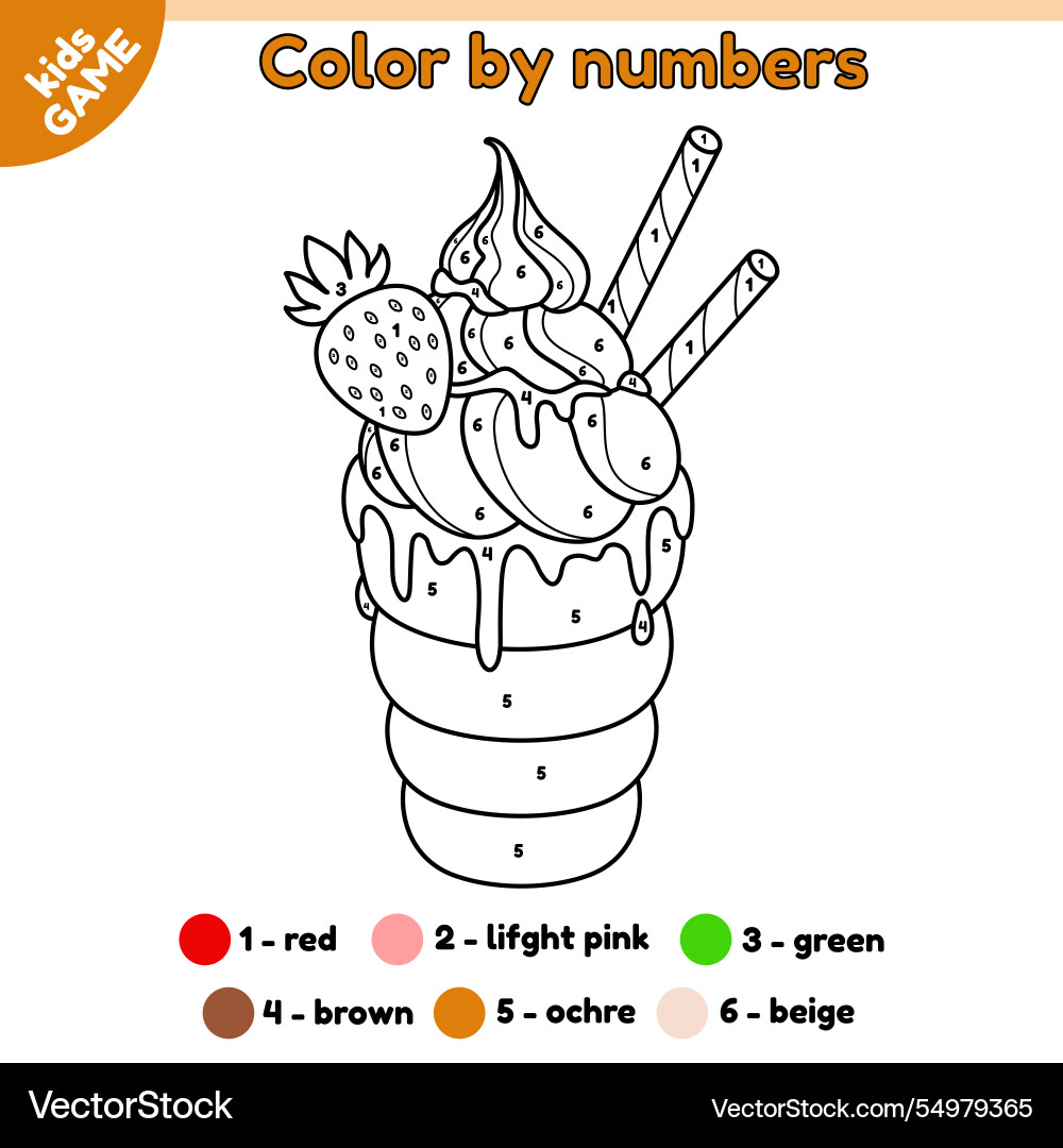 Kids coloring page by numbers with czech trdelnik Kids coloring page by numbers with czech trdelnik vector image
