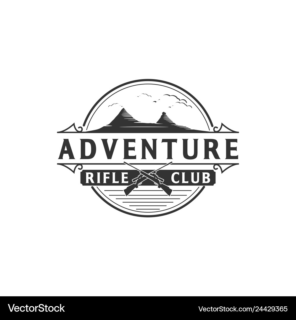 Mountain and rifle logo Mountain and rifle logo vector image