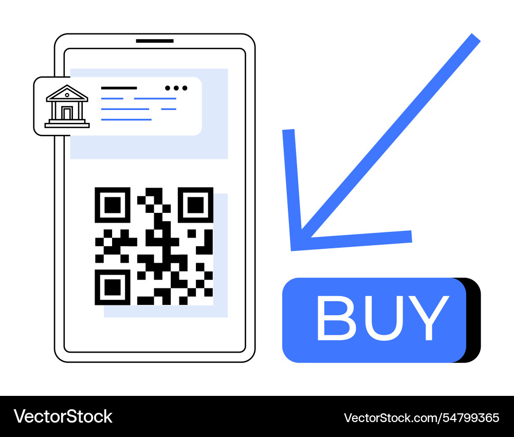 Smartphone displaying qr code for mobile payment Smartphone displaying qr code for mobile payment vector image