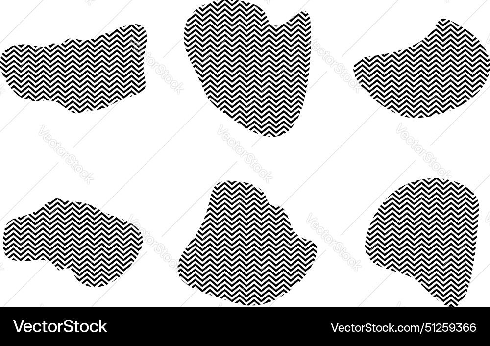 Blobs fluid shapes with zig zag stripes pictogram Blobs fluid shapes with zig zag stripes pictogram Vector Image
