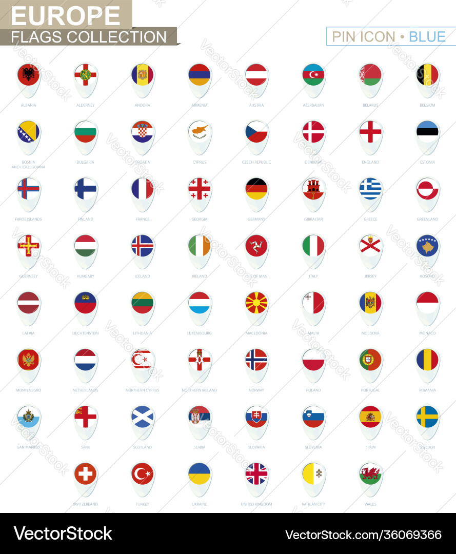 European Flags Collection - Big Set Vector Image