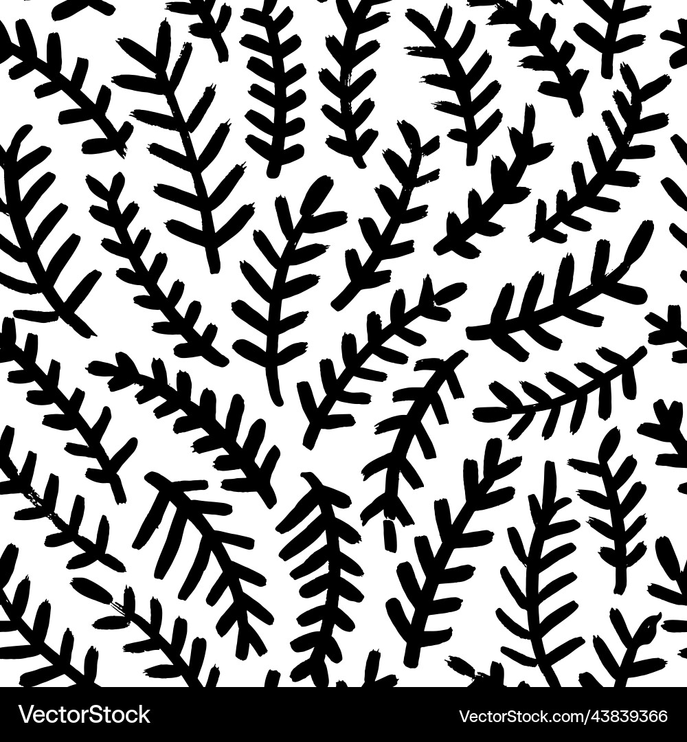 Hand drawn fir tree branches seamless pattern Vector Image