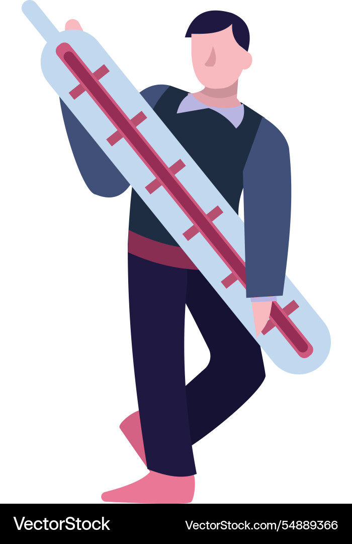 Man with thermometer to measure temperature icon vector image