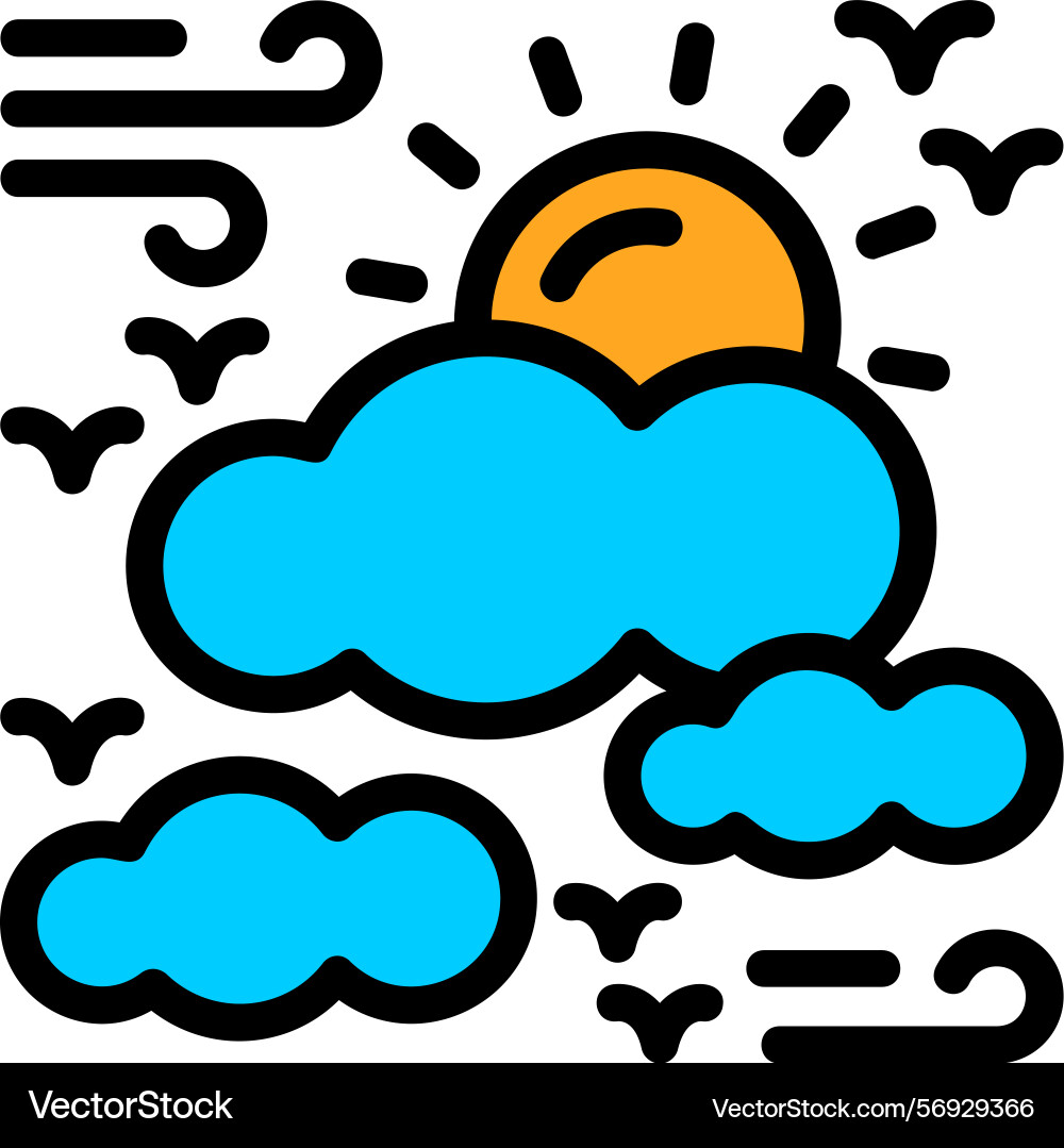 Overcast line filled style icon design vector image