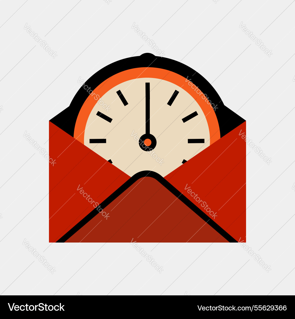 Post arrival time concept - envelope with clock Post arrival time concept - envelope with clock Vector Image