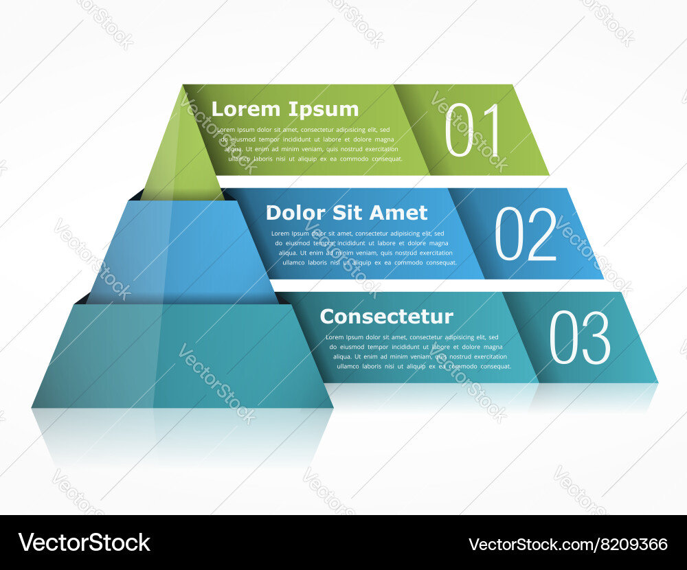 Pyramidal Chart with Three Elements vector image
