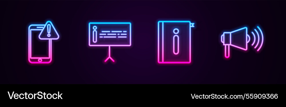 Set line mobile with exclamation mark information Set line mobile with exclamation mark information vector image