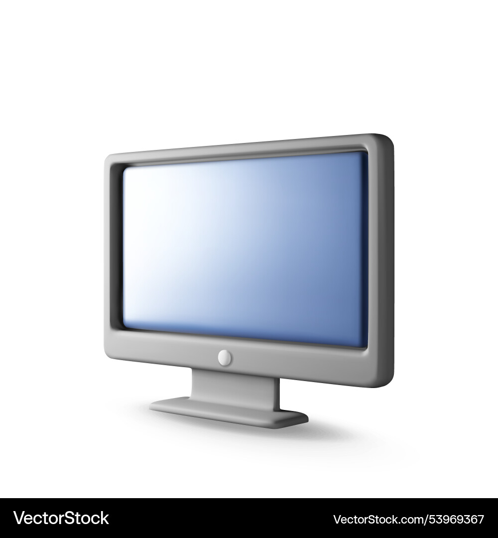 3d black pc monitor with empty screen isolated vector image