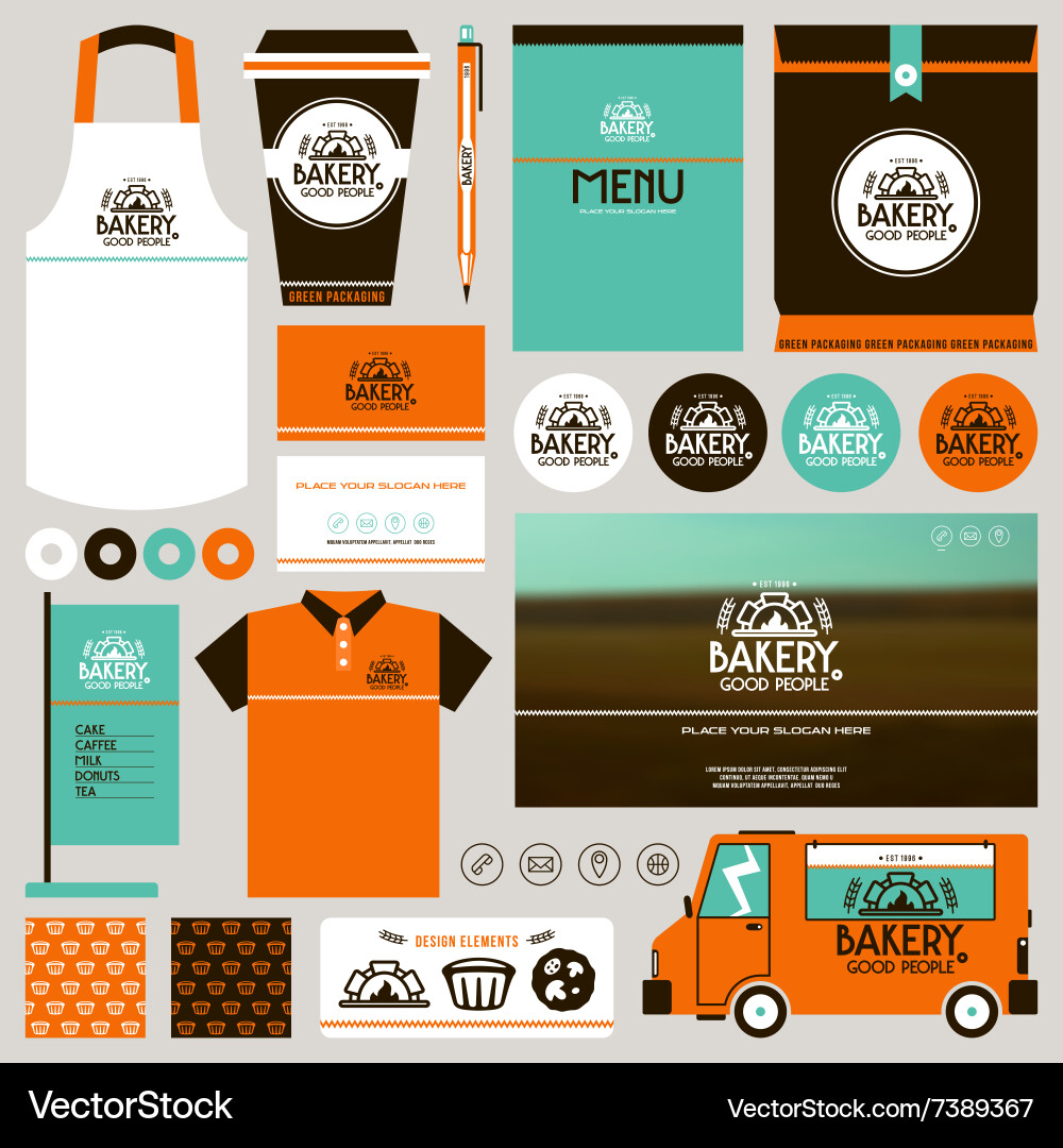 Concept for bakery identity mock up template Vector Image