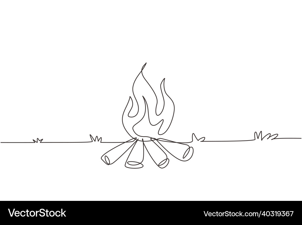 Continuous Line Bonfire Vector Image