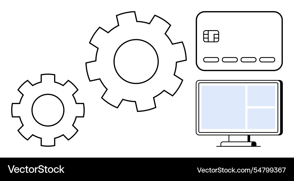 Digital process automation with credit card Vector Image