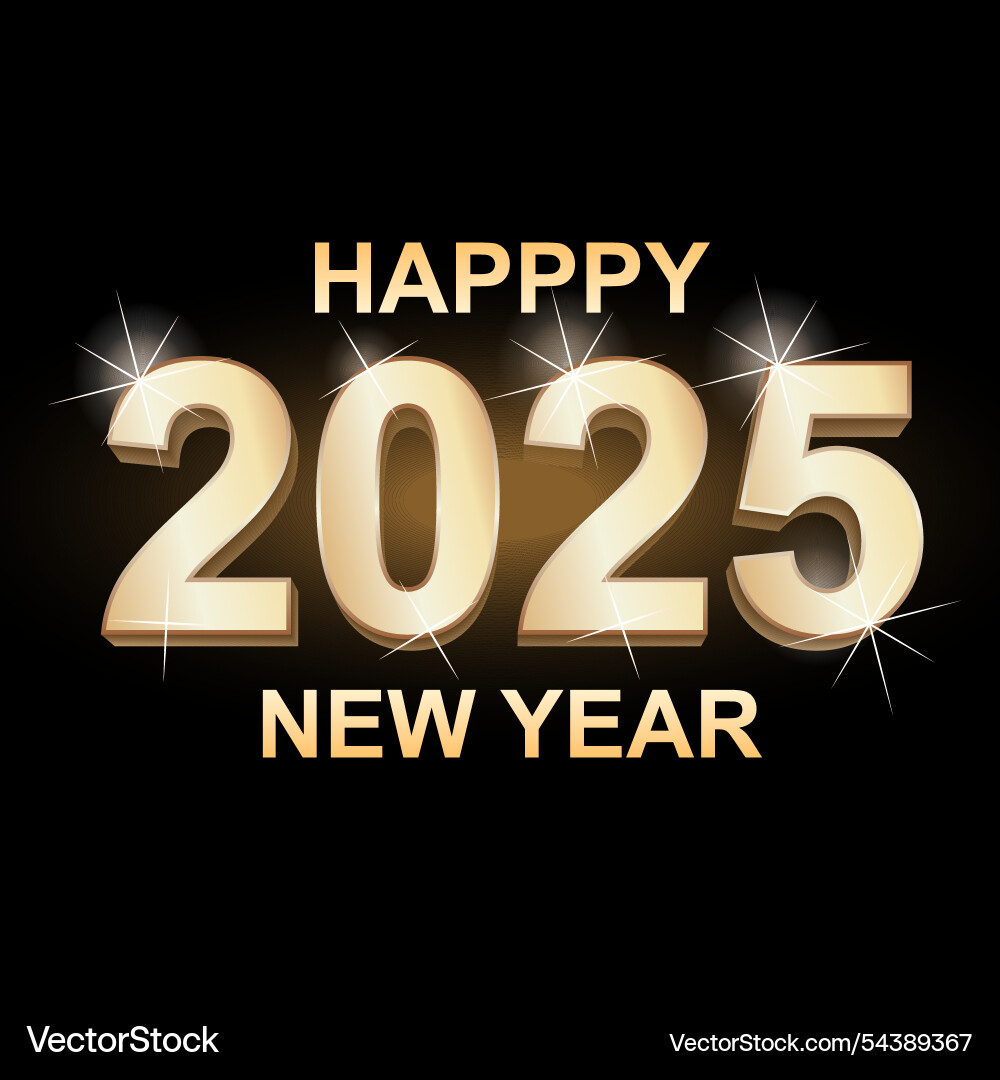 Happy new year 2025 clip art gold logo design Happy new year 2025 clip art gold logo design Vector Image