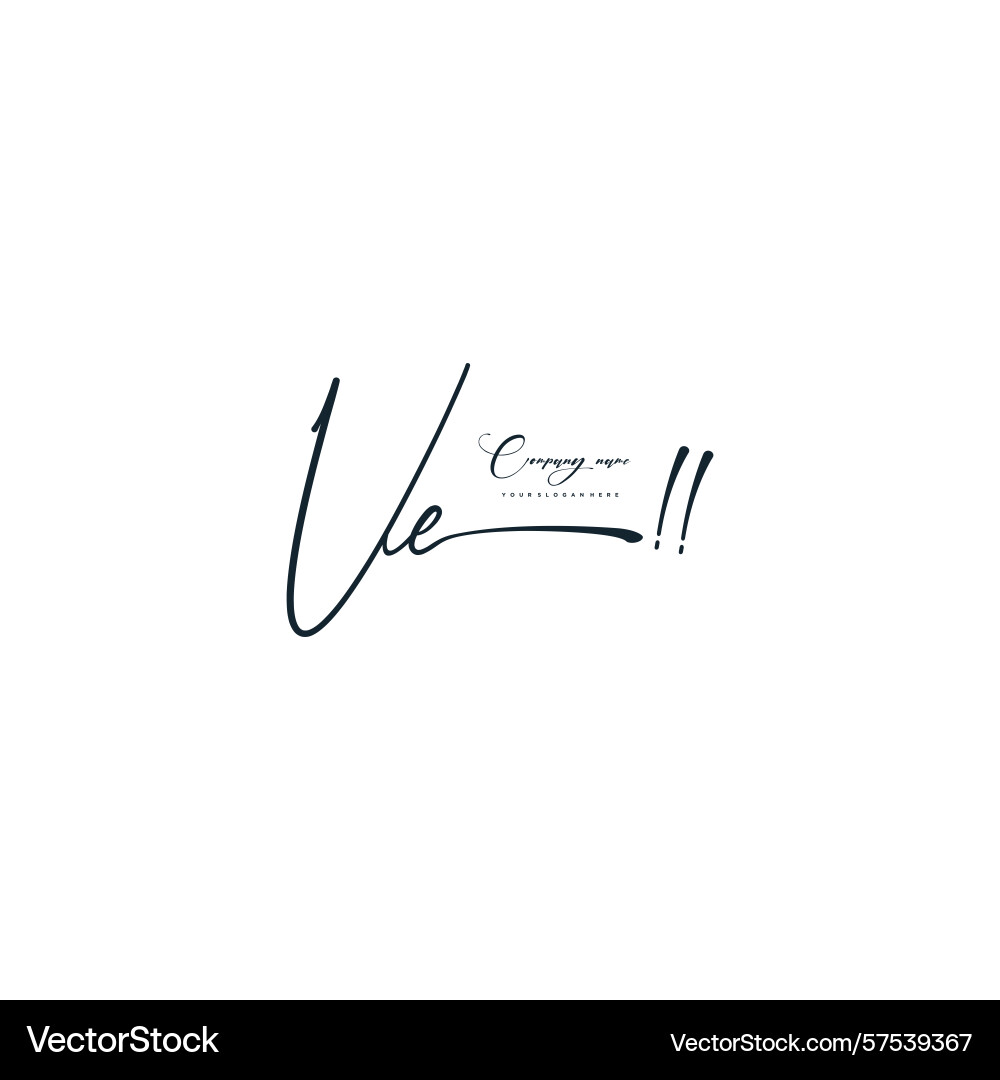 Minimal signature logo design with ve initials Minimal signature logo design with ve initials Vector Image