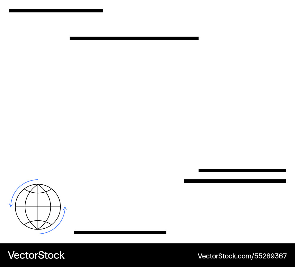 Minimalist globe with rotating arrows Minimalist globe with rotating arrows Vector Image