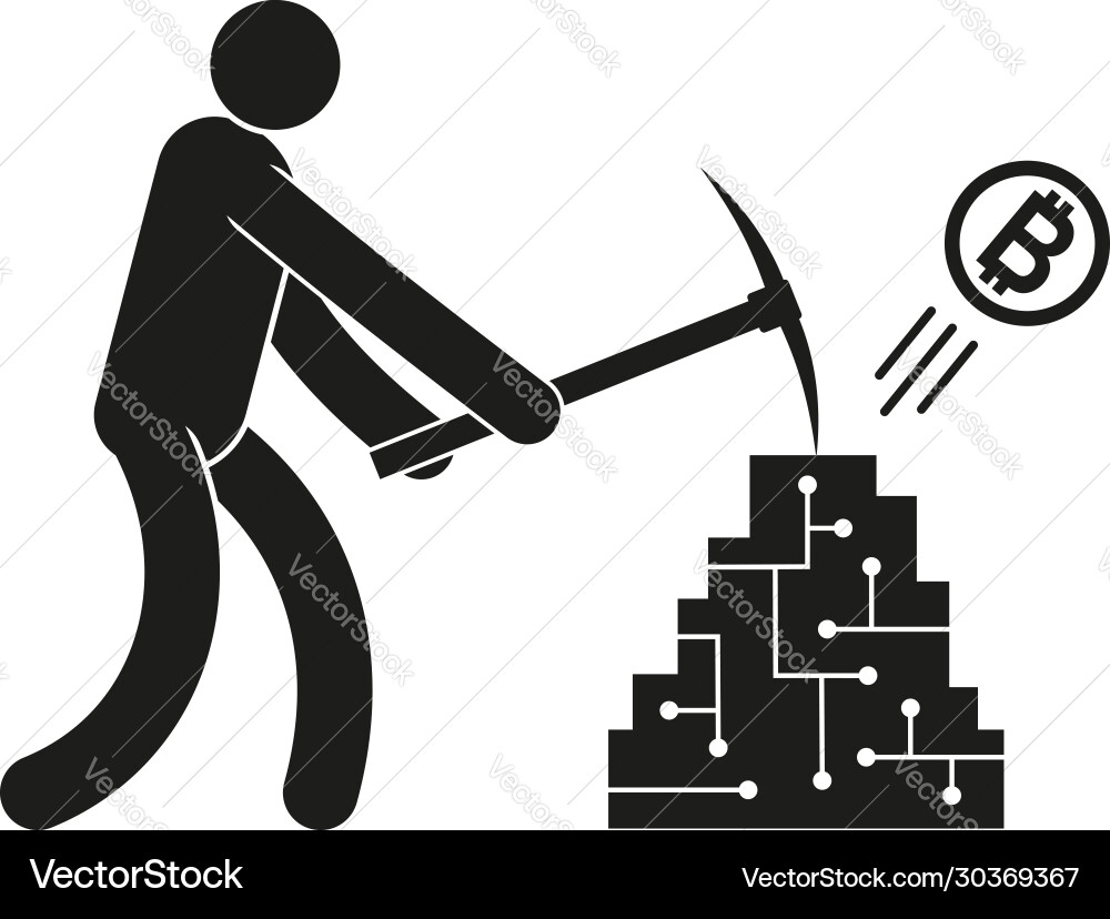 Pictograph man with a pickaxe mining crypto – Royalty-Free Vector |  VectorStock