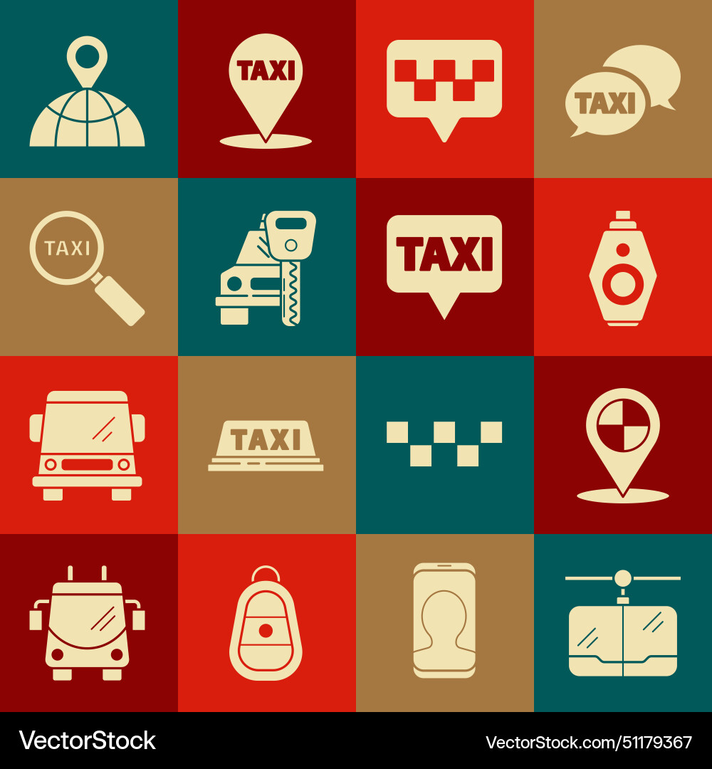 Set cable car map pointer with taxi key Set cable car map pointer with taxi key Vector Image