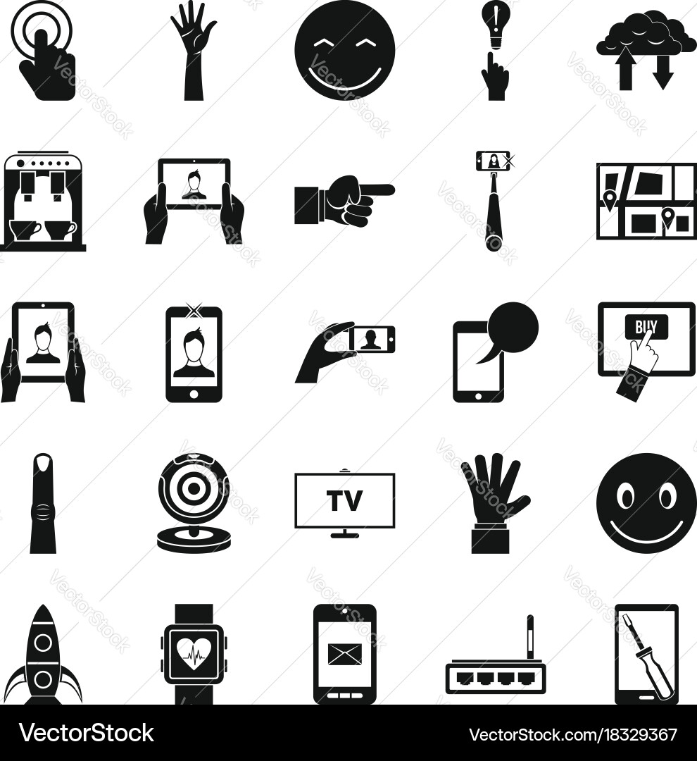 Touch screen icons set simple style vector image