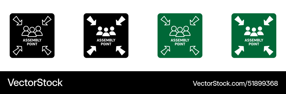 Assembly point icon representing emergency vector image