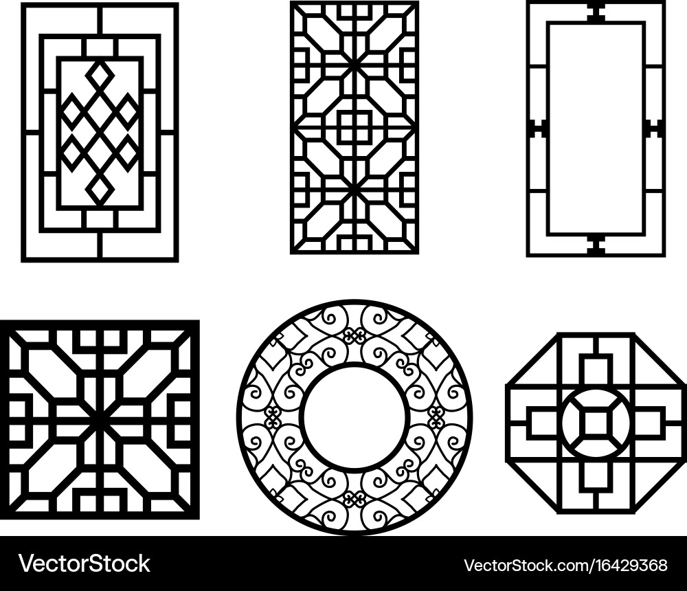 Chinese Window Patterns vector image