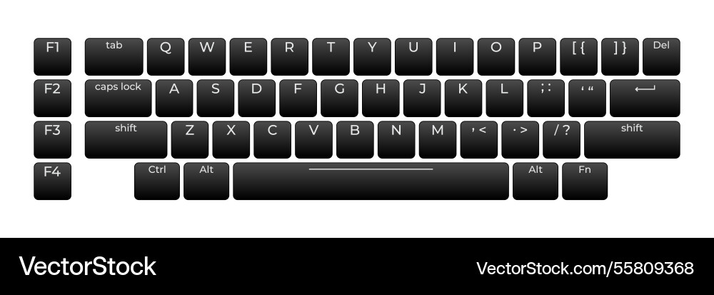 Computer keyboard button layout template Computer keyboard button layout template vector image
