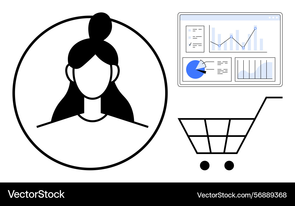 Data-driven e-commerce represented through vector image
