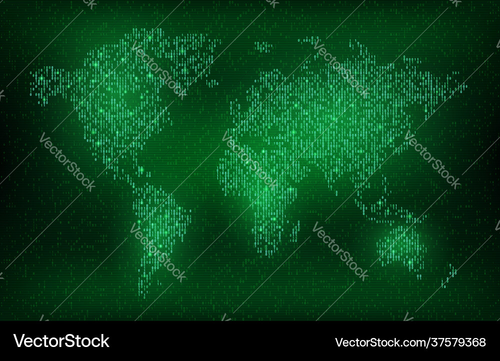Digital Binary World Map vector image