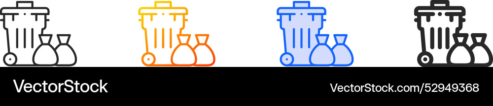 Garbage bin iconthin linear gradient blue stroke Vector Image