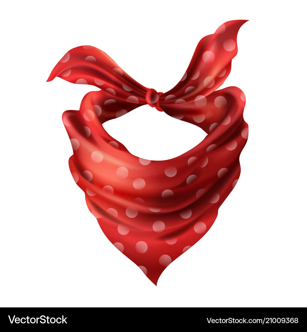 Red Silk Neckerchief - Dotted Bandana vector image