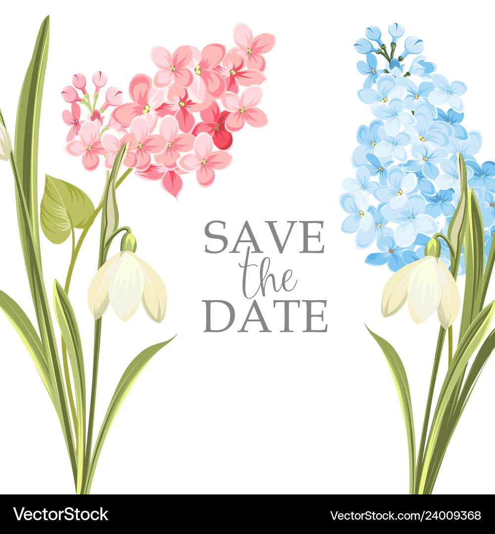 Save the date card with template sign and spring Save the date card with template sign and spring vector image