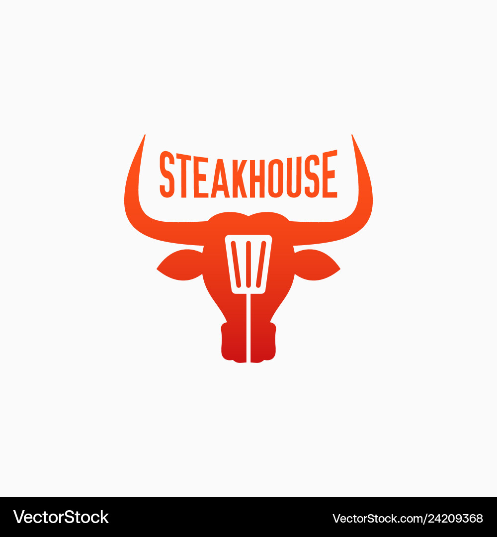 Steakhouse logo with bull steak bbq and grill Vector Image