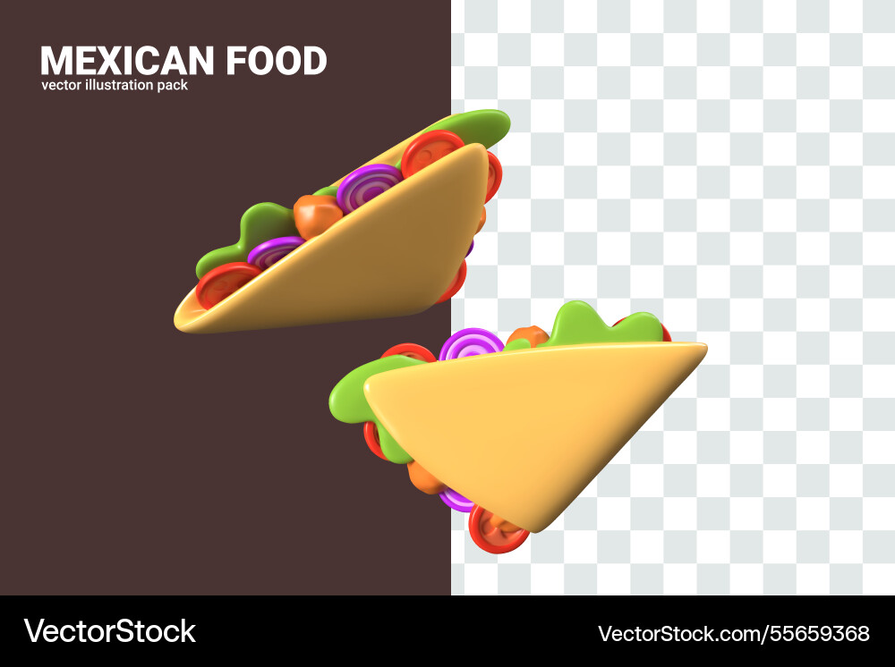 Triangular tacos in different positions Triangular tacos in different positions vector image