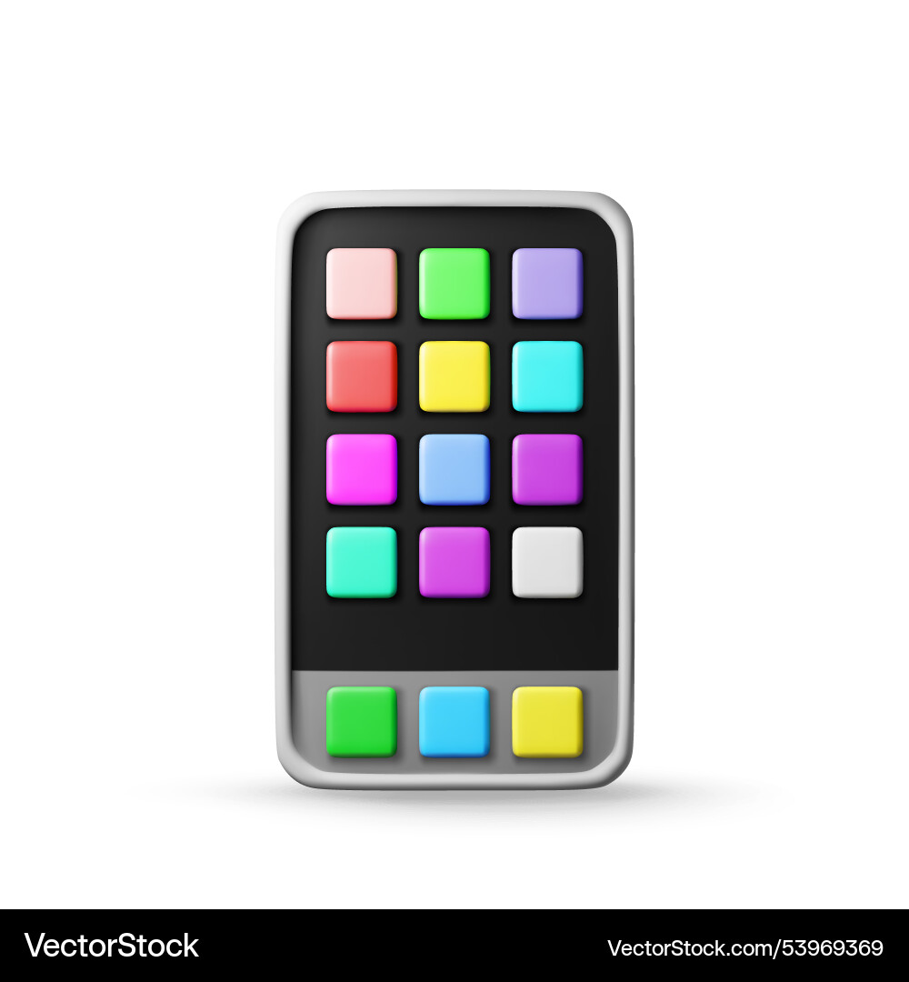 3d smartphone with ui icons isolated 3d smartphone with ui icons isolated vector image