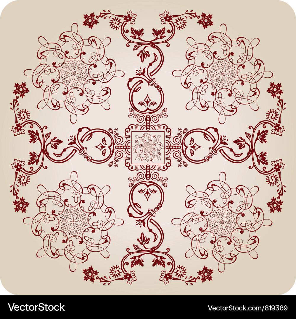 Floral Ornate Scroll Pattern Vector Image