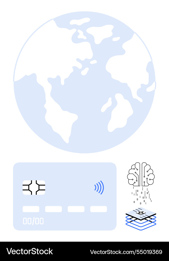 Global ai-driven technology and digital payment Global ai-driven technology and digital payment vector image