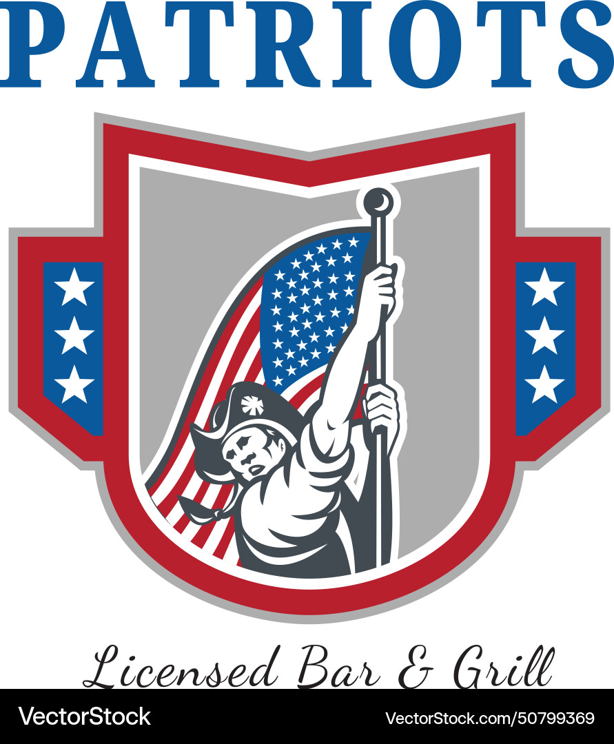 Patriot licensed bar and grill logo Vector Image