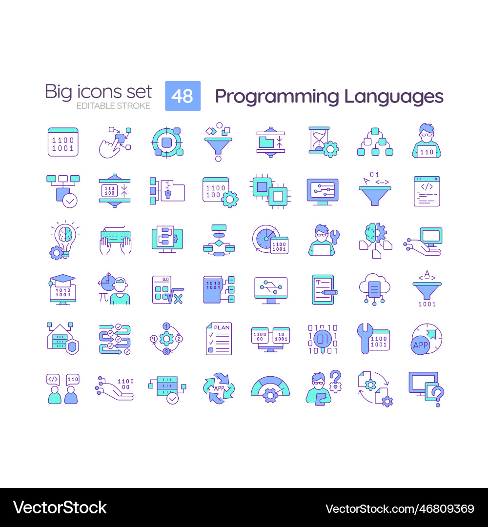 Programming Languages Icons - Blue & Minimal vector image