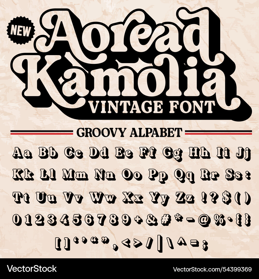 Script groove retro vintage display font alphabet Vector Image