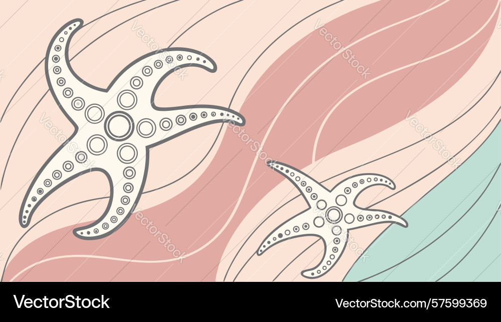 Stylized starfish on abstract bubbly patterns Vector Image