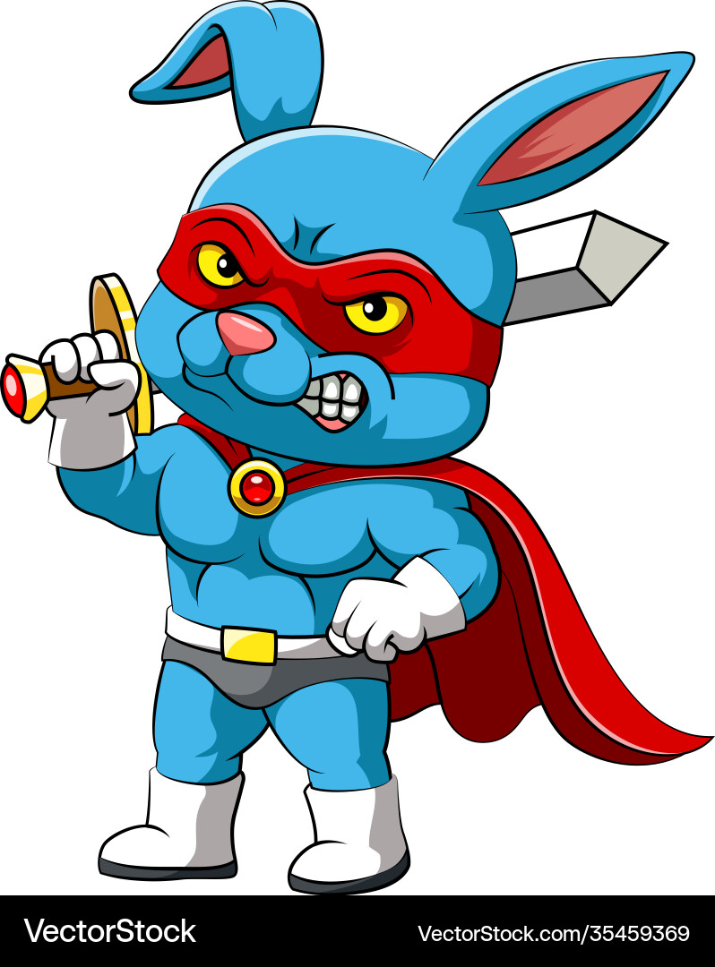 Super rabbit with red mask is standing vector image