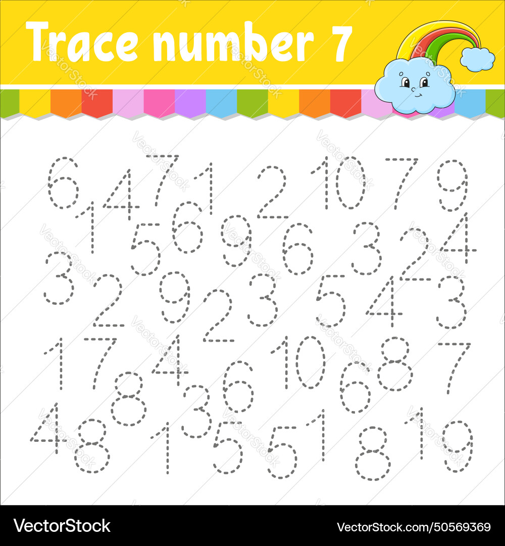 Trace number handwriting practice learning Trace number handwriting practice learning vector image