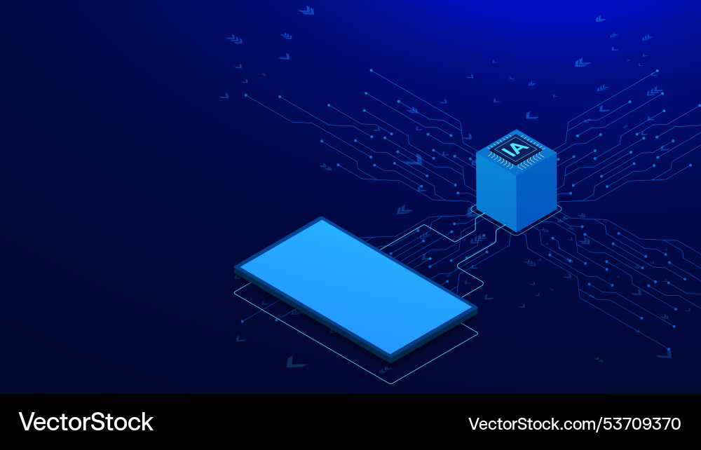 Artificial intelligence with microchip smartphone Artificial intelligence with microchip smartphone vector image
