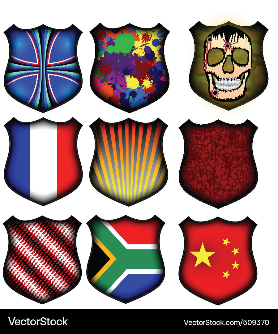 Assorted shields Vector Image