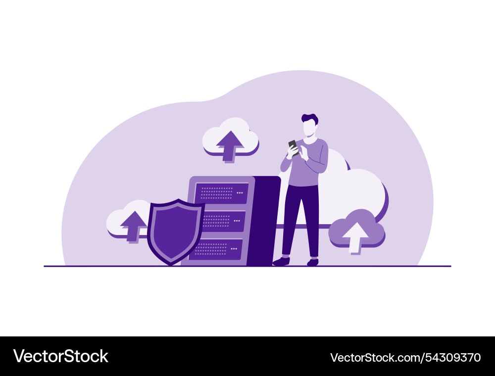 Cloud data storage and security Vector Image