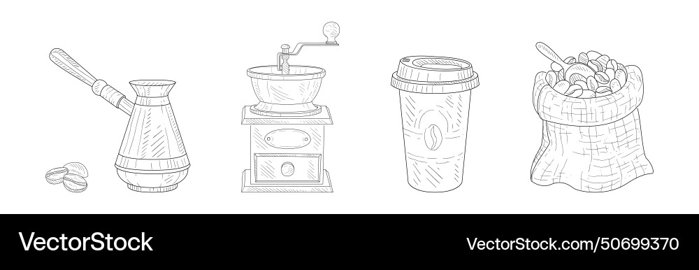 Coffeeshop linear object and item drawing Coffeeshop linear object and item drawing Vector Image