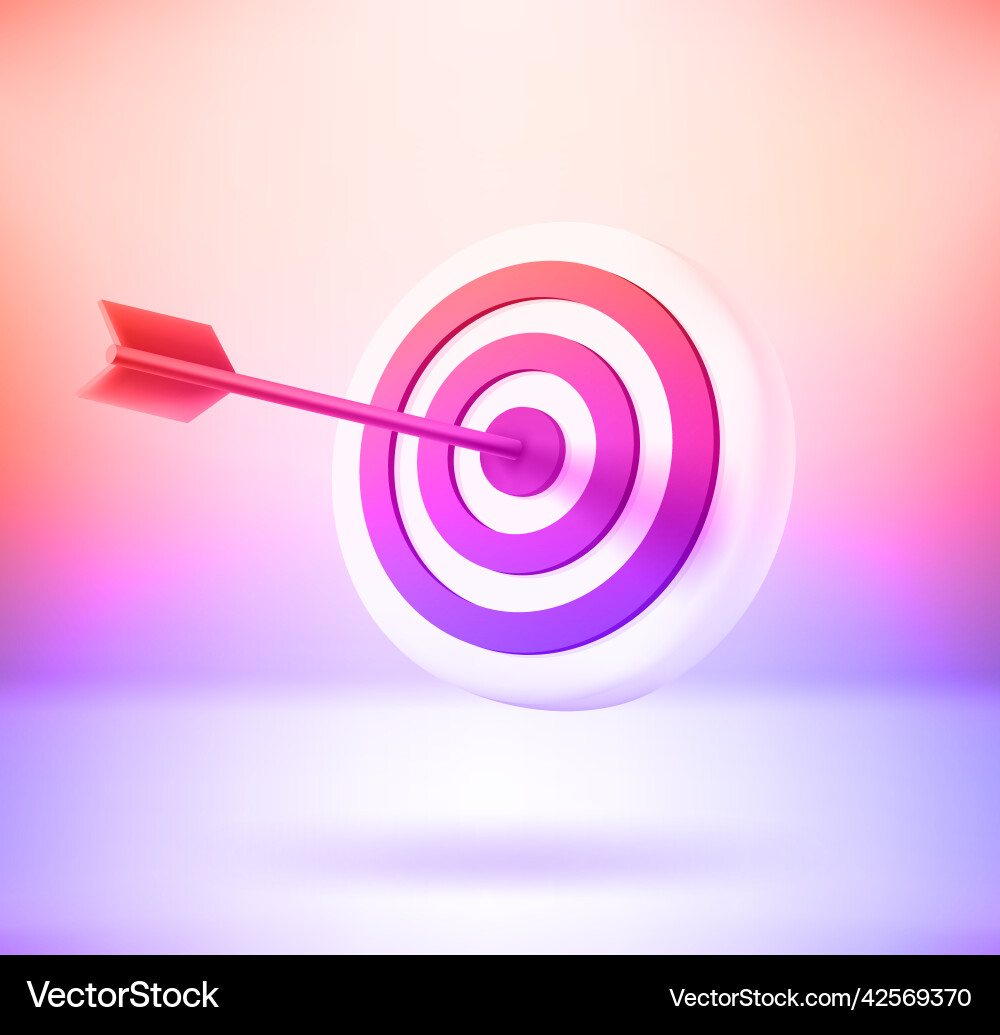 Dart arrow in the aim with holographic effect 3d vector image