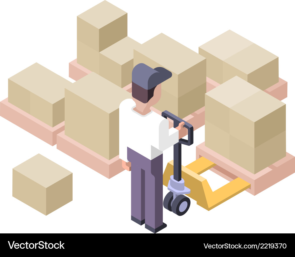Loading and moving distribution center vector image
