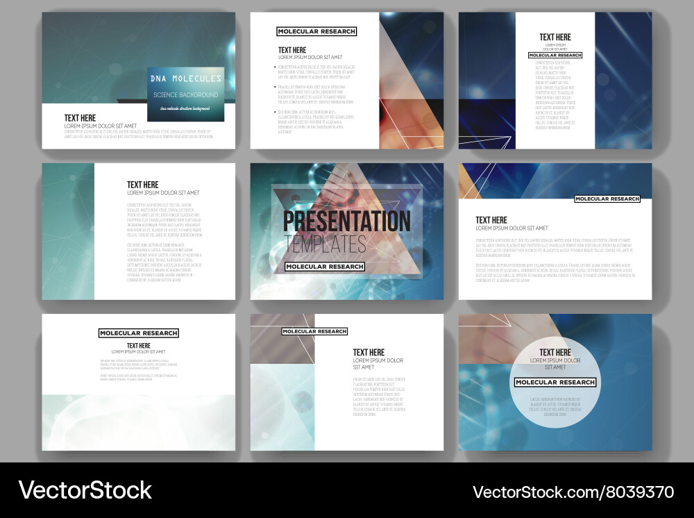 Set of 9 templates for presentation slides Vector Image
