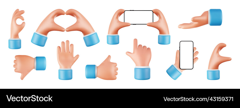 3d icons hand 3d icons hand vector image