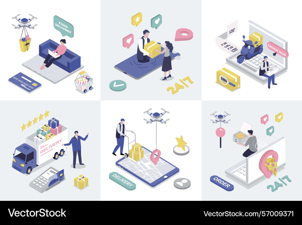 Delivery 3d isometry concept for web design Delivery 3d isometry concept for web design vector image